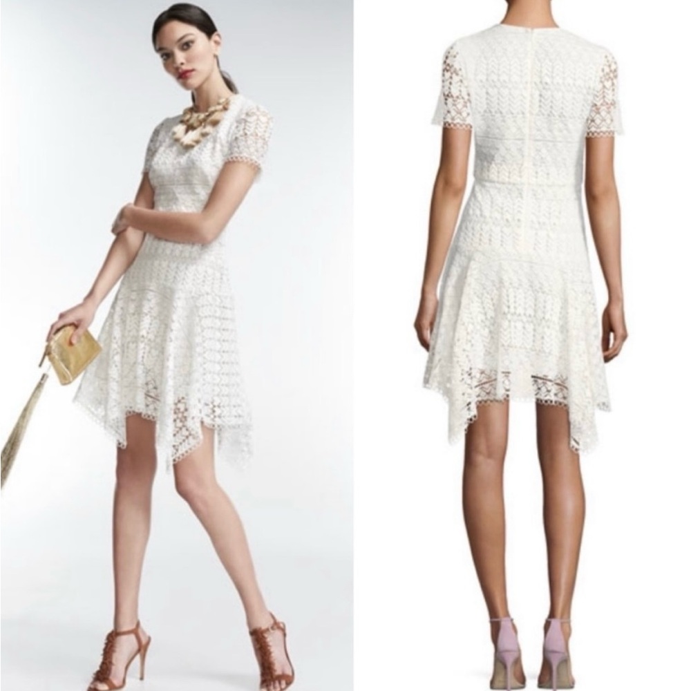 White Shoshanna dress, lace material, fully lined. Like new. Just wore once.